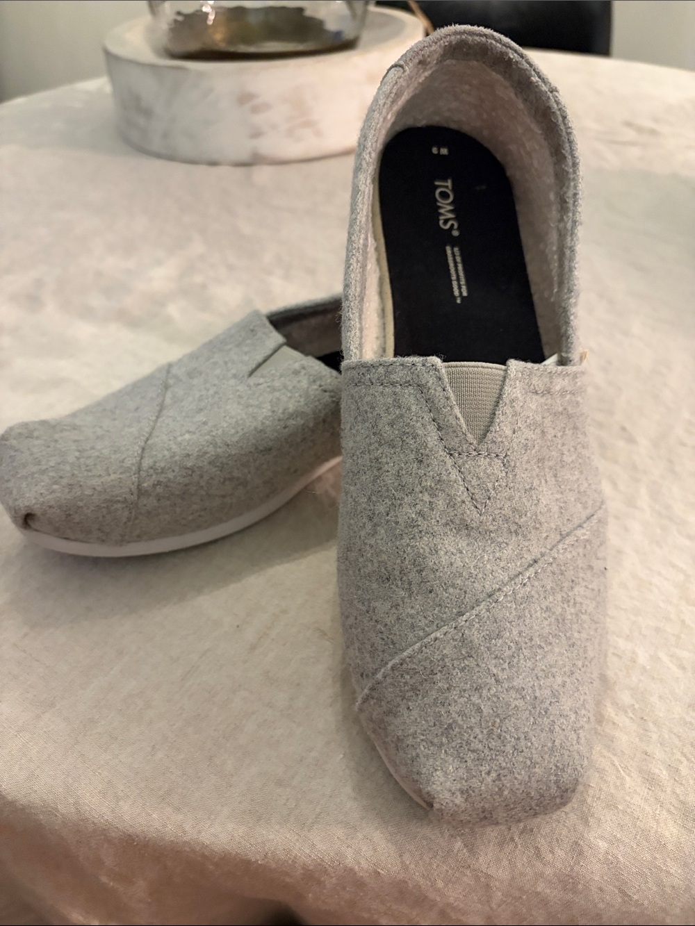 Toms Women's Alpargata Light Gray felt wool, sz 9